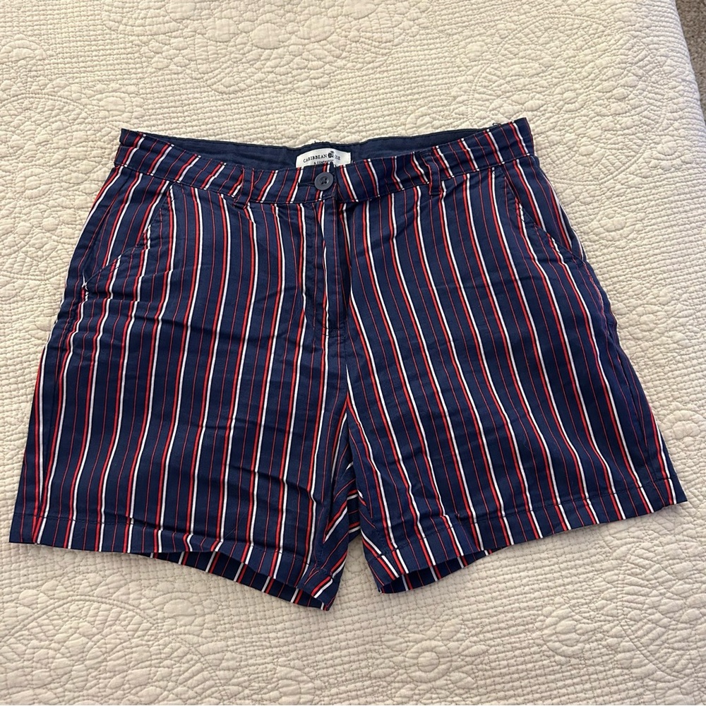 Caribbean Joe Navy and Red Striped Shorts